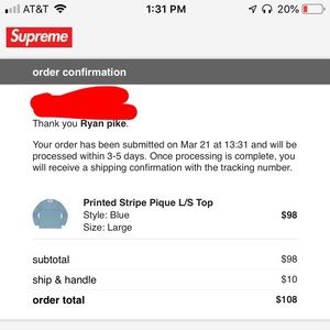 Supreme printed striped pique